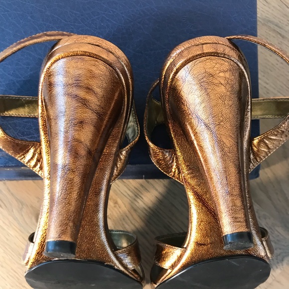 Linea Paolo Bronze Patent Strappy Sandals - Size 8 - Picture 5 of 7